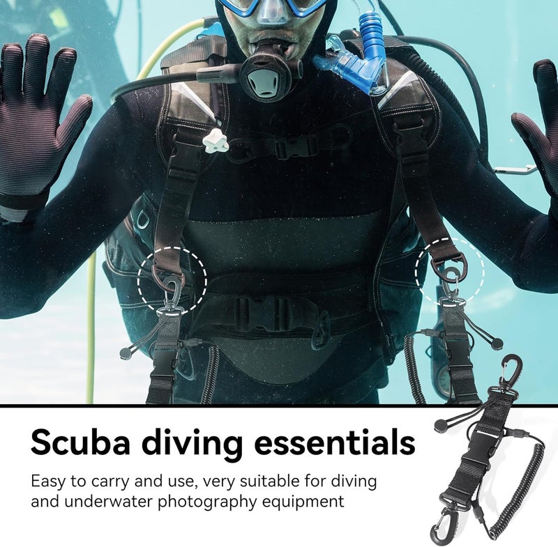 brougetme 2 Pack Scuba Diving Lanyard,Coiled Lanyard with Quick Release Buckle, Ideal for Dive Cameras and Lights, Great for Scuba Diving Adventures Secure Your Gear with Clip and Webbing Strap - Image 2